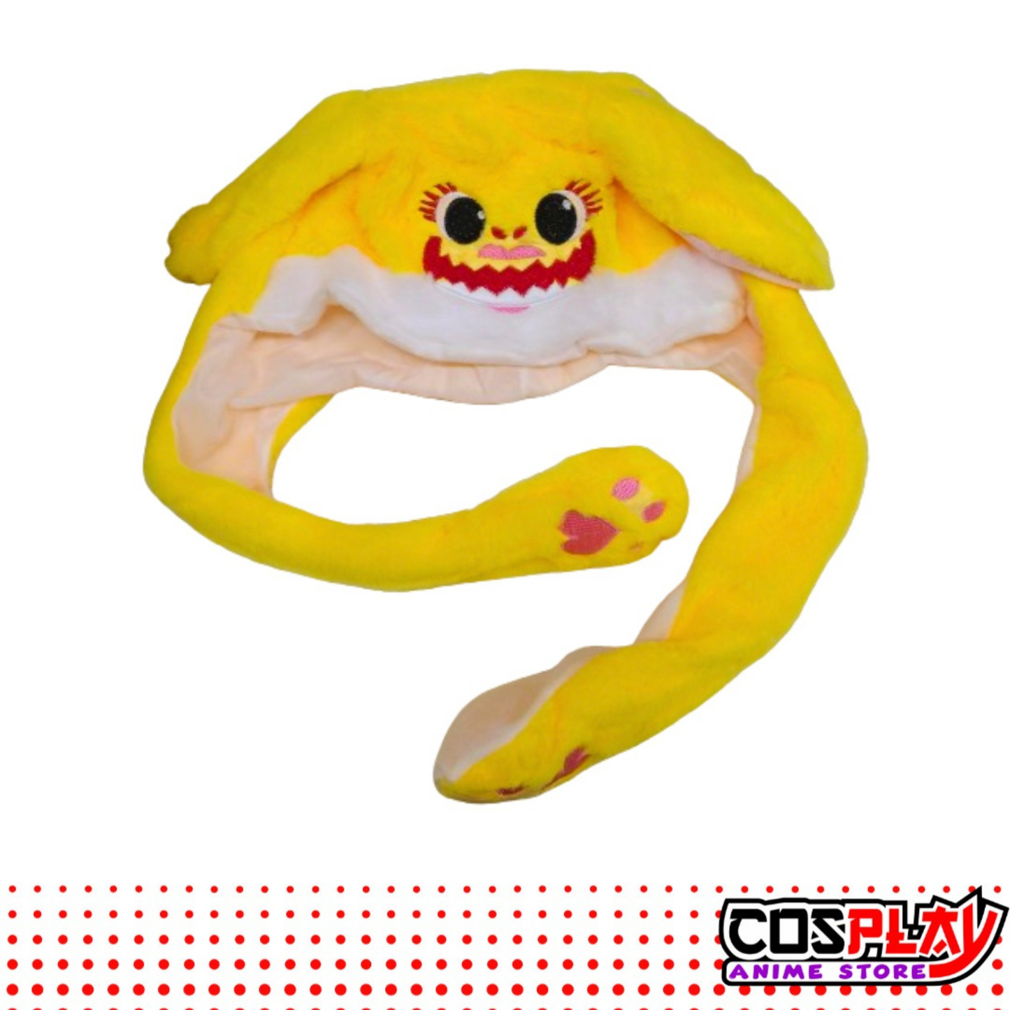 Gorro Baby Shark Amarillo Con Orejas Móviles Y Luz Led.