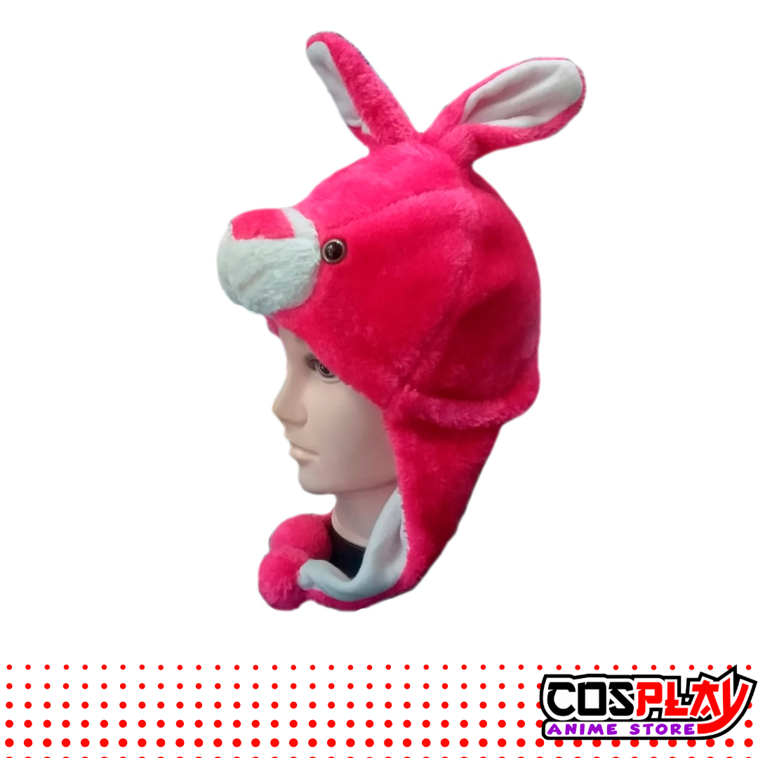 Gorro Animales Felpa / Conejo Rojo