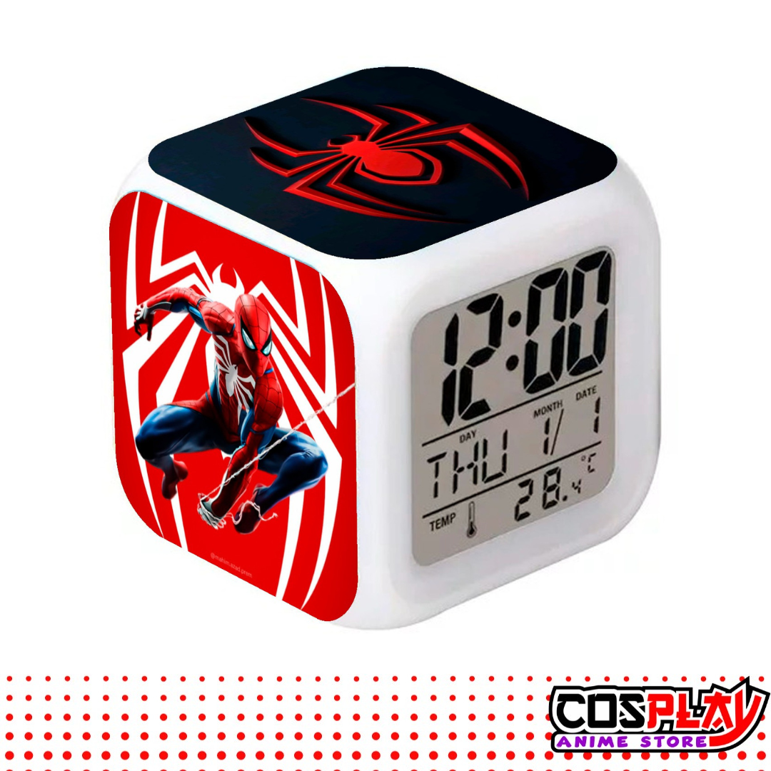 Reloj Despertador Cubo Spiderman Fecha Y Temperatura Led