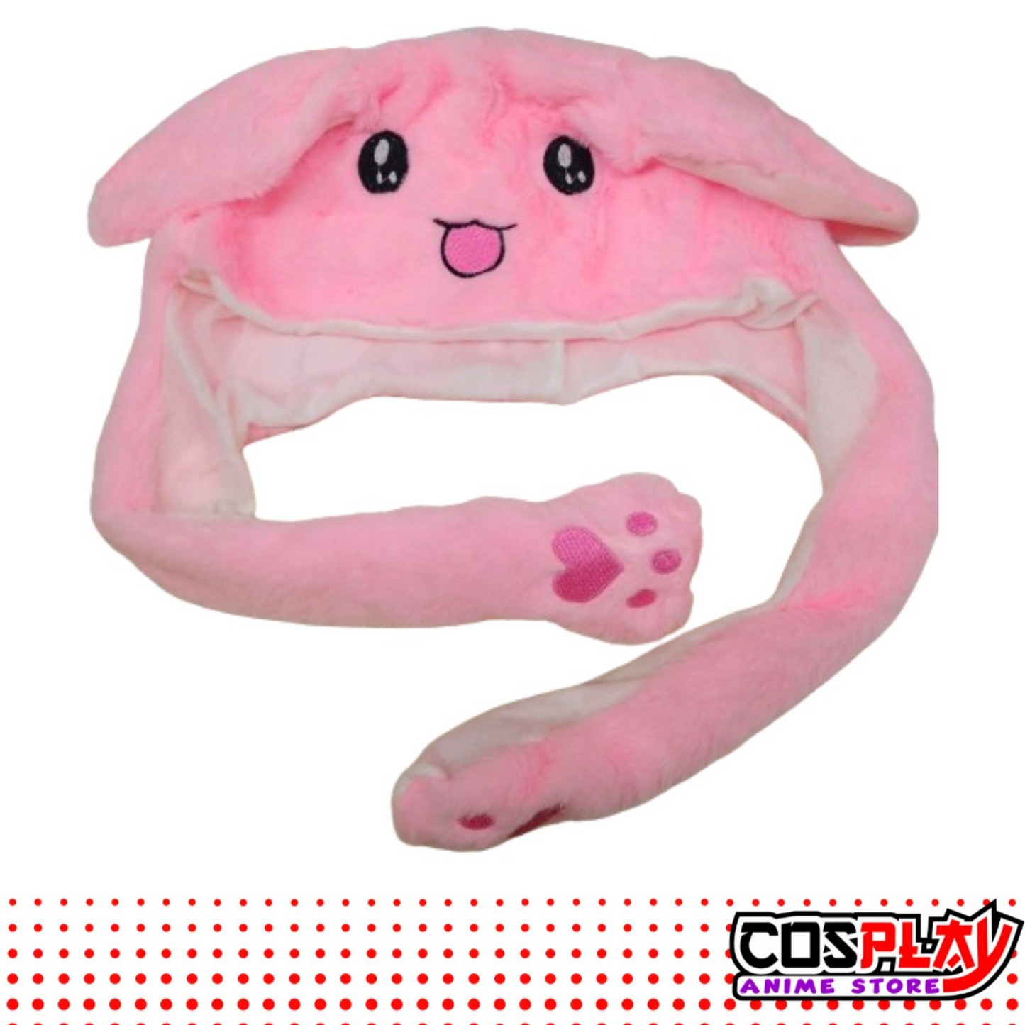 Gorro Conejo Rosa Con Orejas Móviles + Luz Led