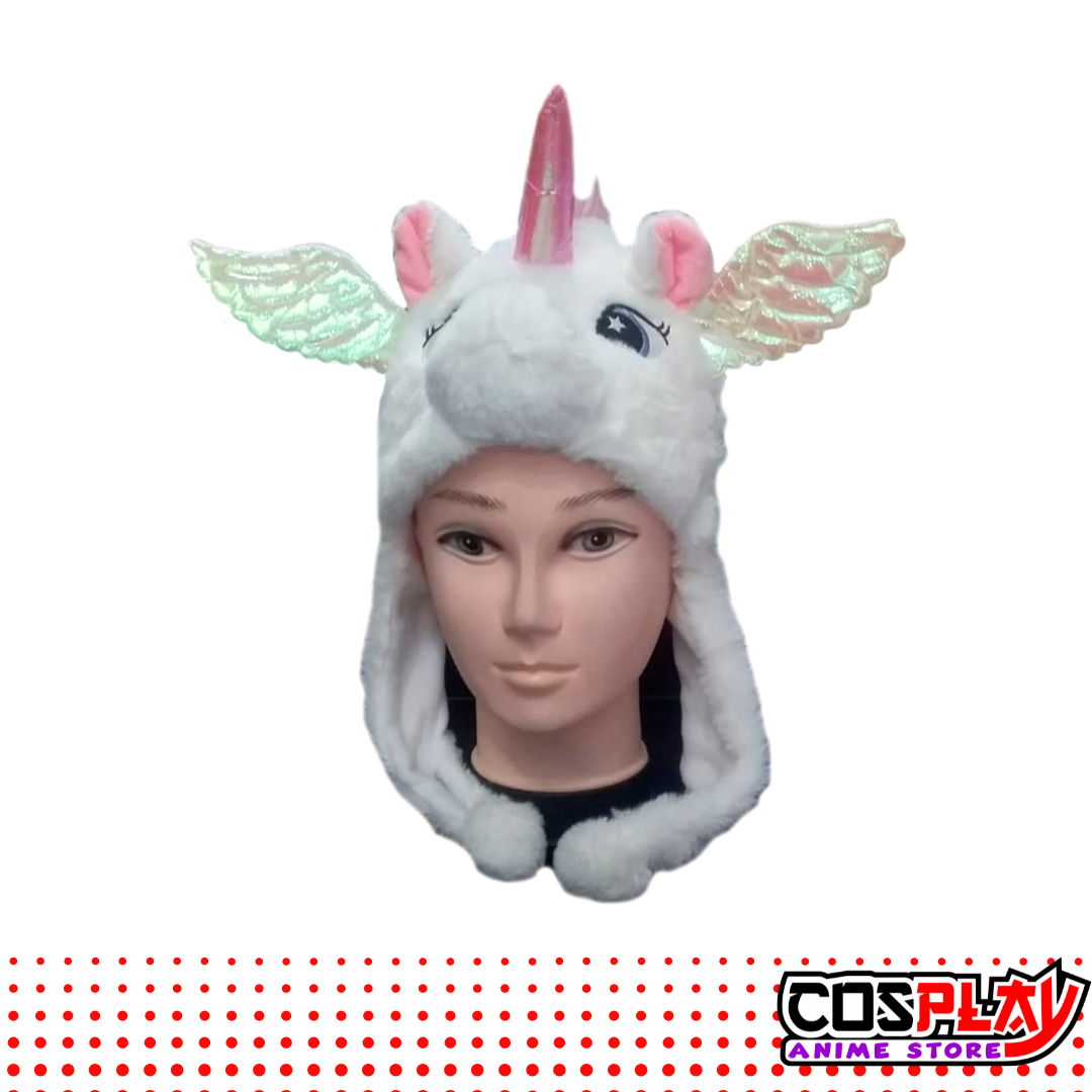 Gorro Animales Felpa / Unicornio Blanco