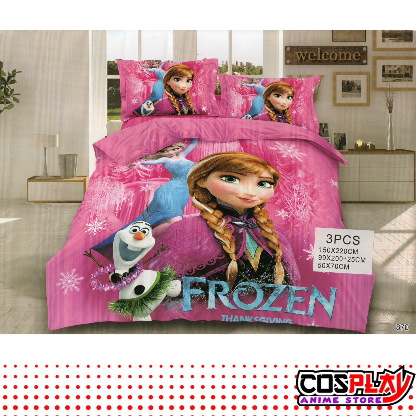 Sábana Infantil 3 Piezas - Anna Olaf Y Elsa - Frozen