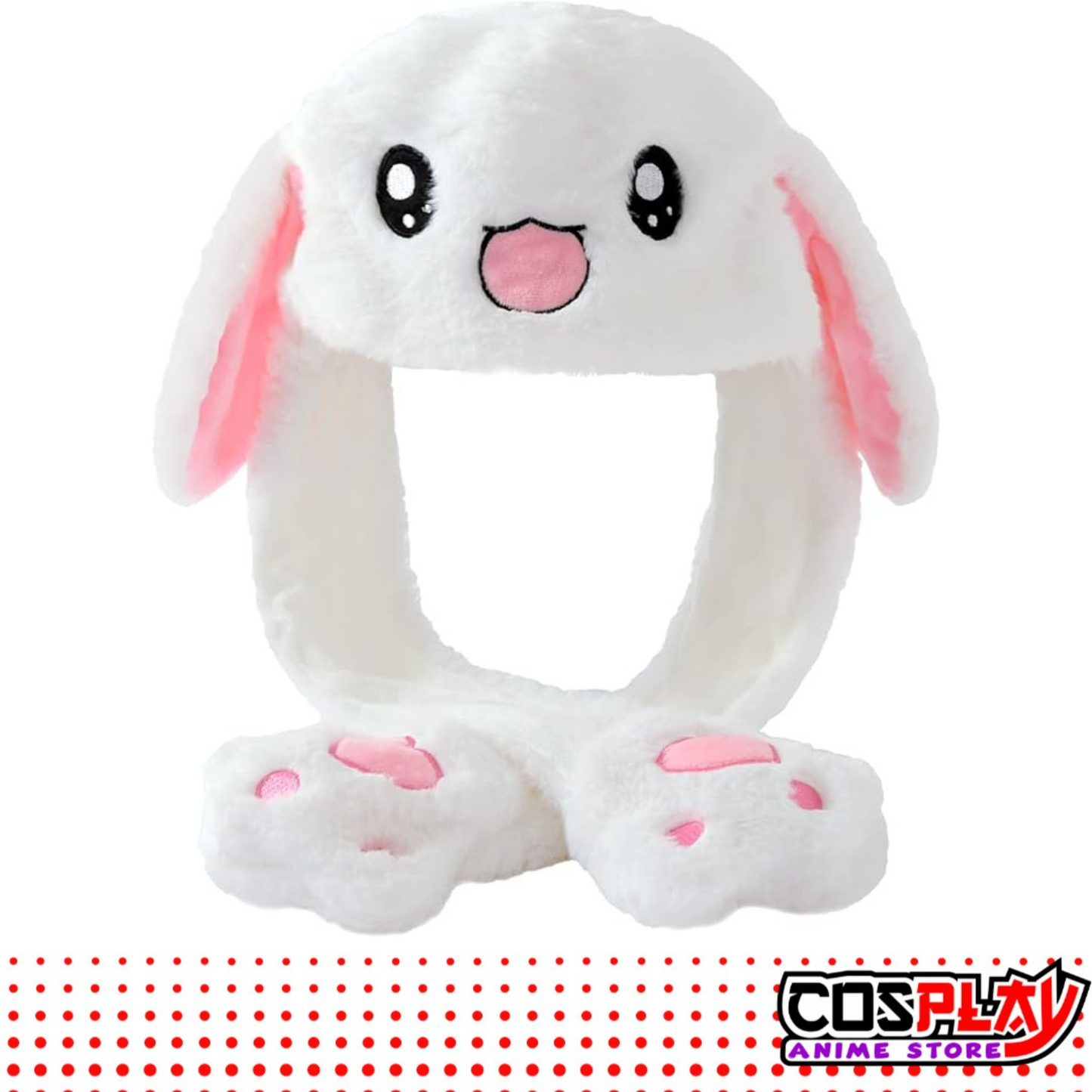 Gorro Conejo Blanco Con Orejas Móviles Y Luz Led.