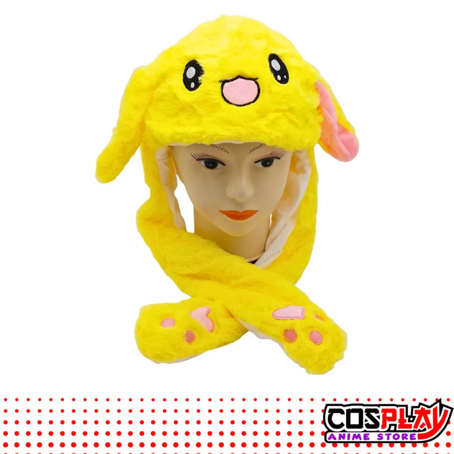 Gorro Conejo Amarillo Con Orejas Móviles Y Luz Led.