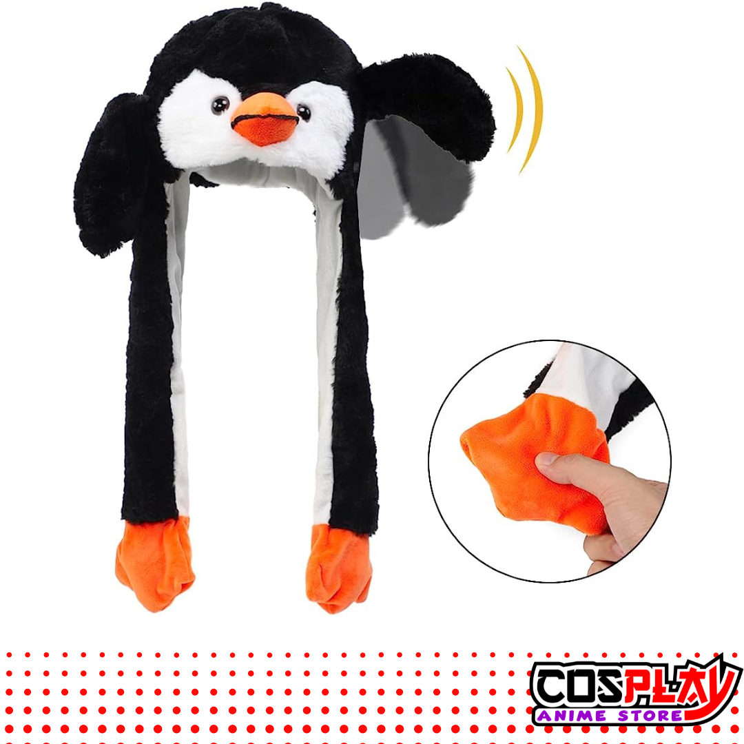 Gorro Felpa Luces Led y Movimiento Pingüino
