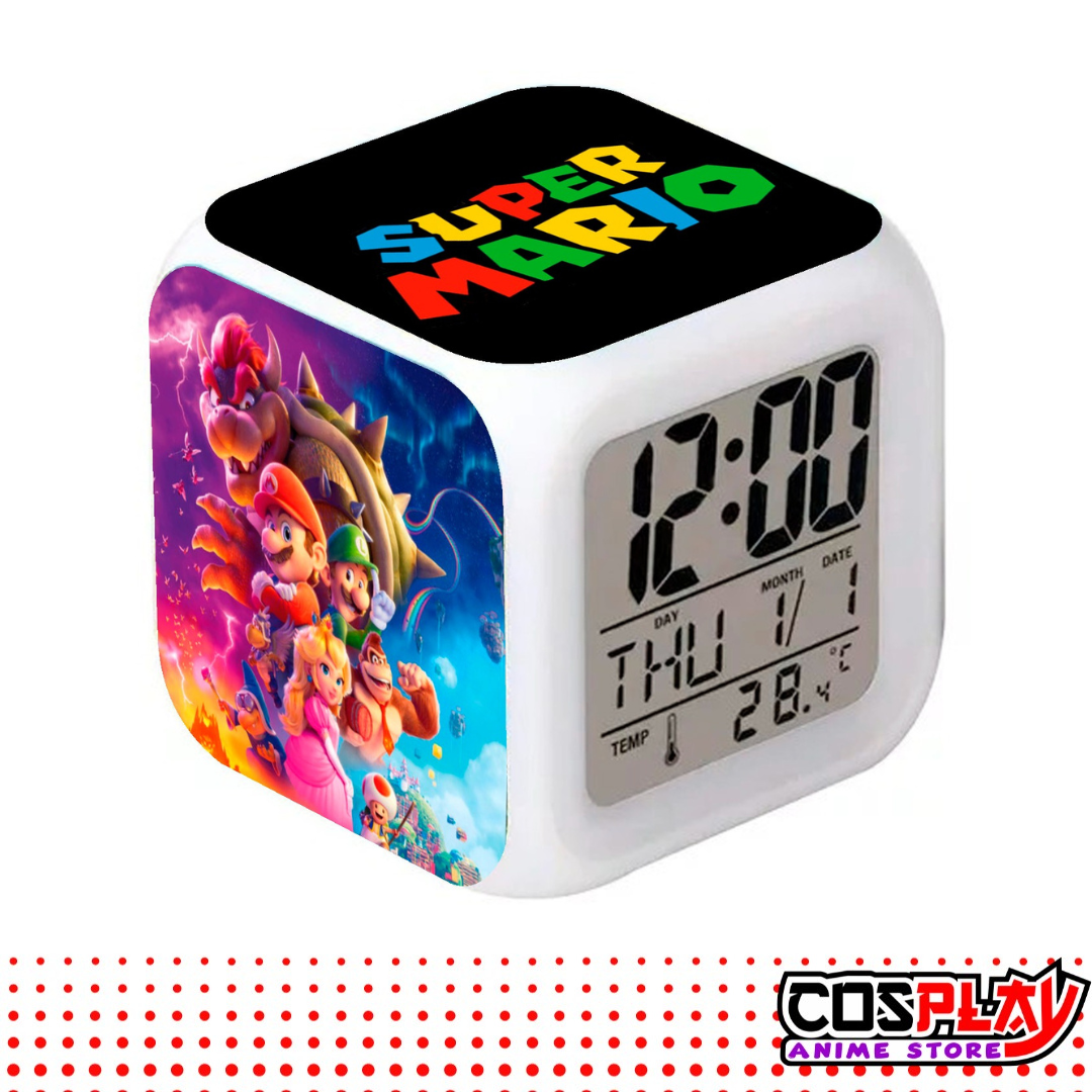 Reloj Despertador Cubo Mario Bros Fecha Y Temperatura Led