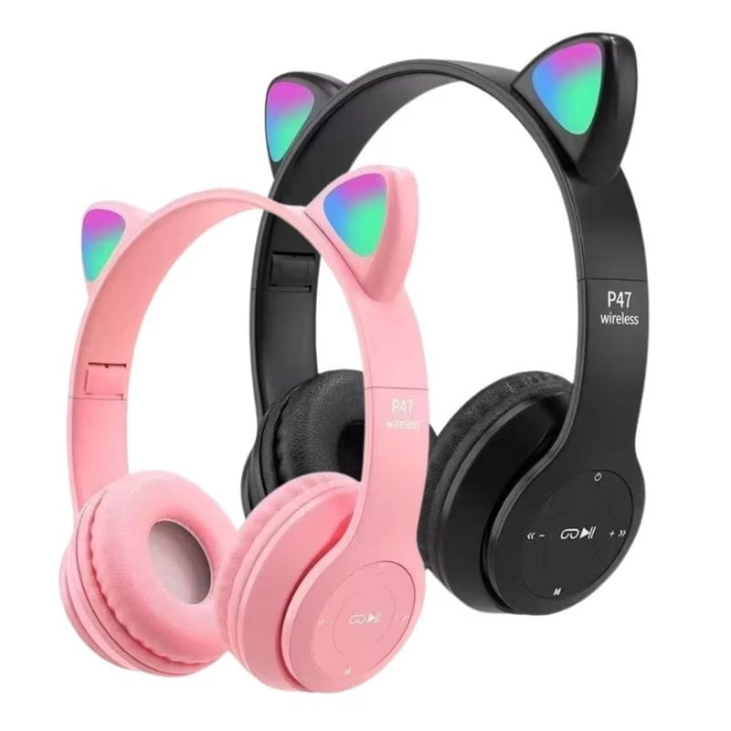 Auriculares bluetooth inalambricos con orejitas y luces Cosplay