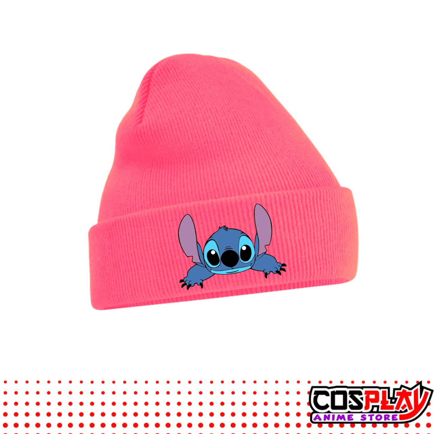 Gorro Tejido Stitch - Impresión Dtf Rosa