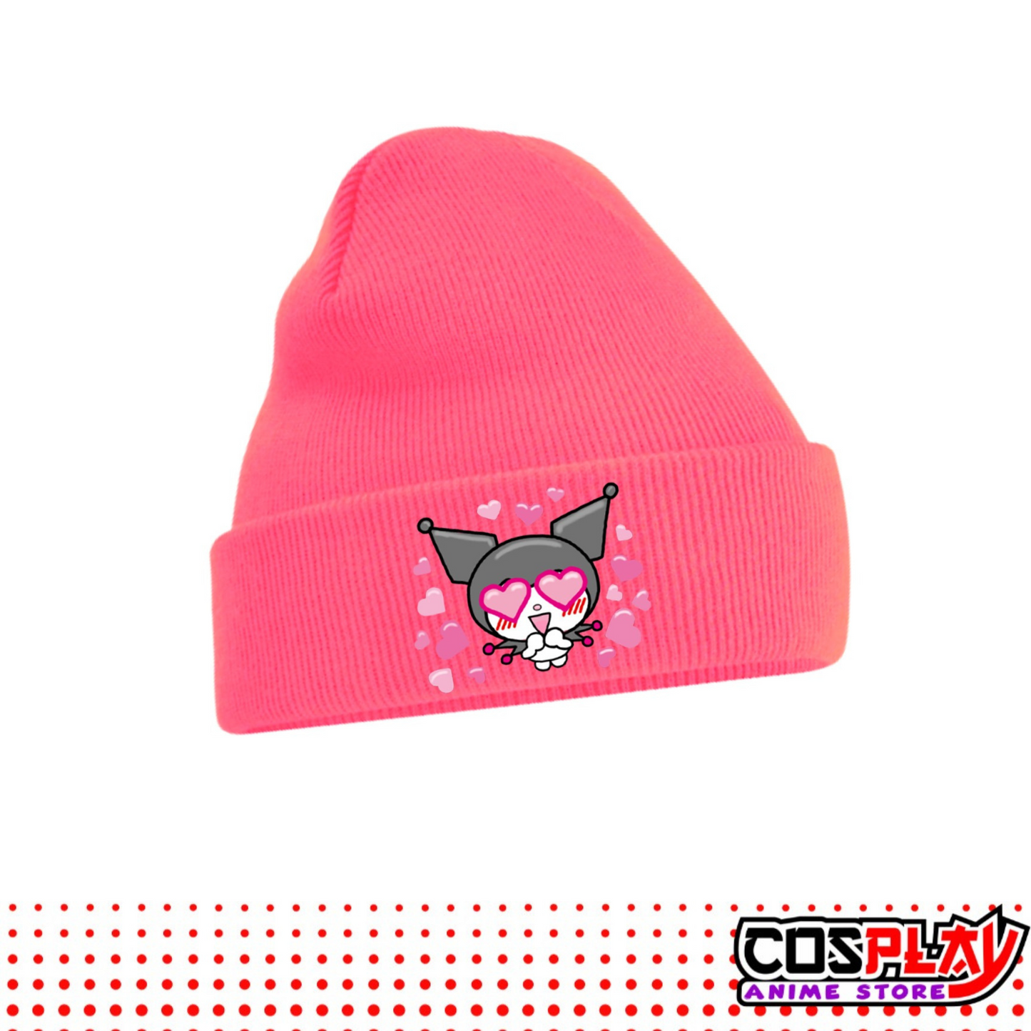 Gorro Tejido Kuromi - Impresión Dtf Rosa
