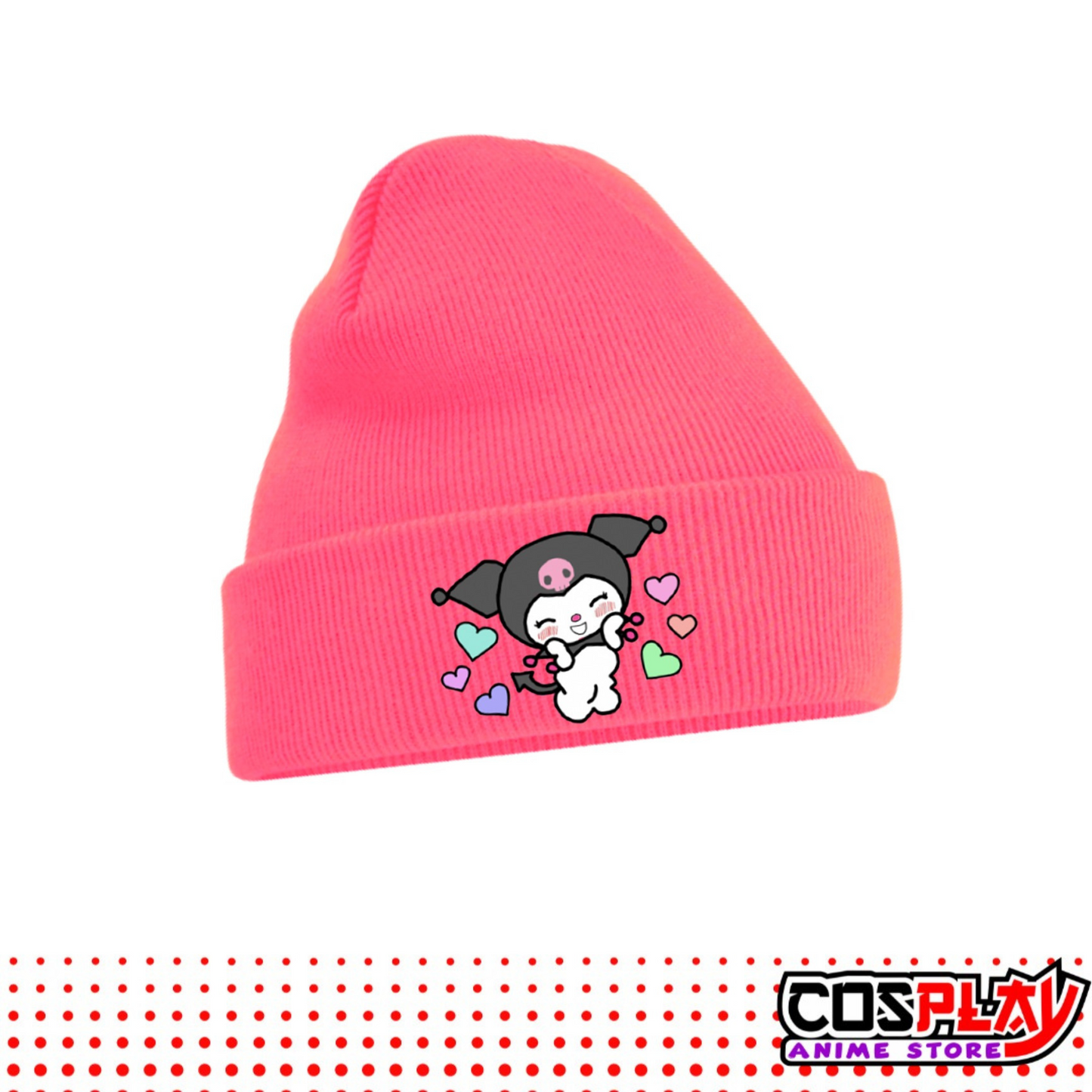 Gorro Tejido Kuromi 2 - Impresión Dtf Rosa