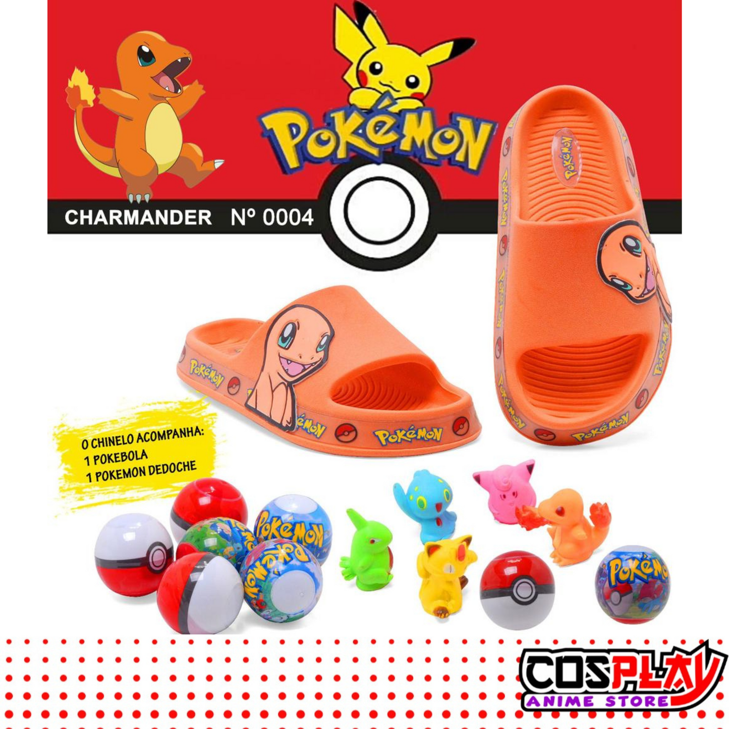 Chancletas - Chanclas Infantiles - Pokemon - Charmander CosplayUy