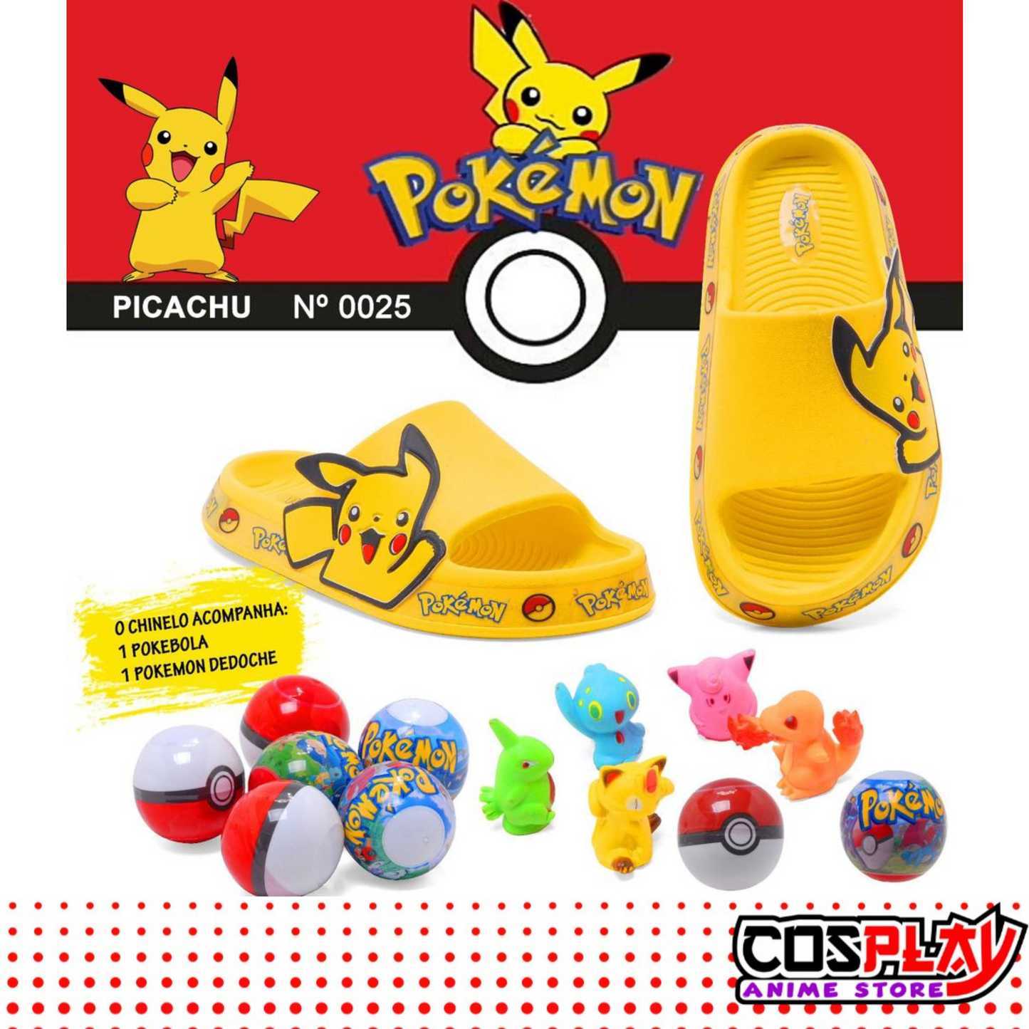Chancletas - Chanclas Infantiles - Pokemon - Pikachu CosplayUy