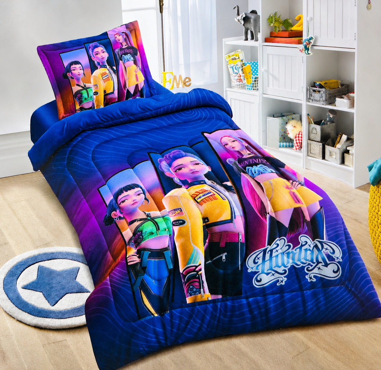 Set Acolchado Guerreras Kpop Corderito Piel Durazno y Funda Copslay Uy