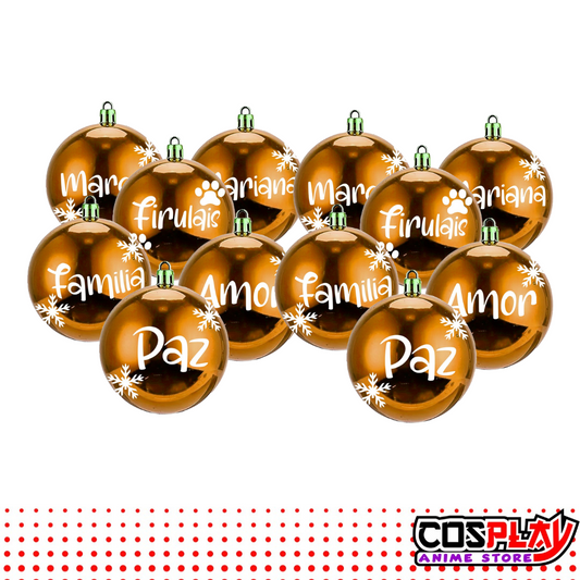 Pack de 12 Chirimbolos Dorados Personalizados Navidad
