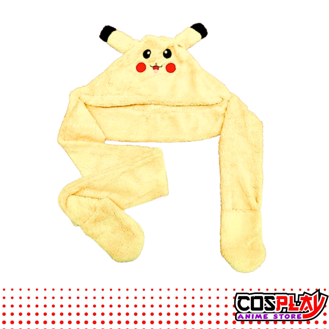 Gorro Invierno Pikachu 3 En 1 Con Bufanda Y Guantes