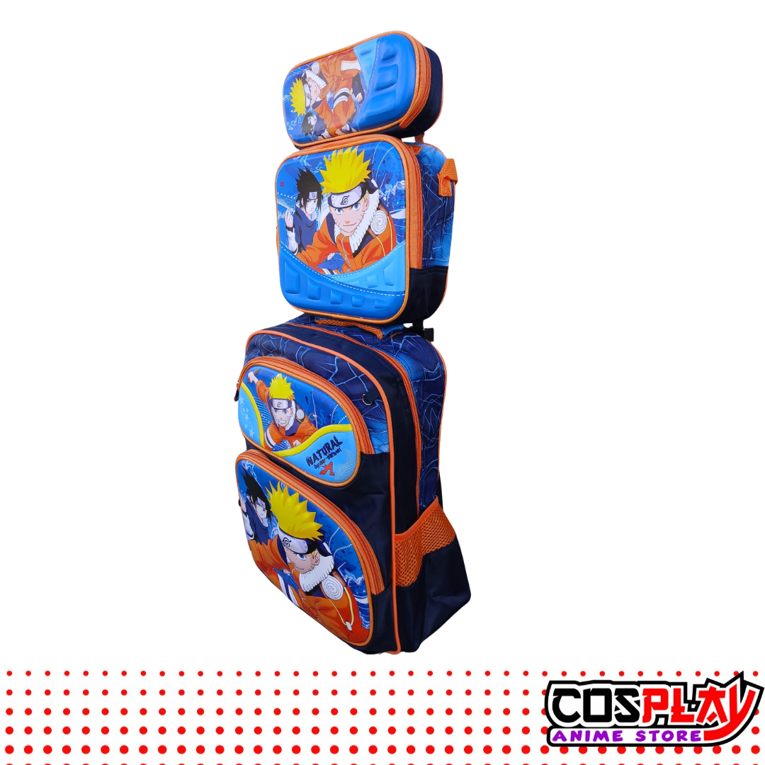Kit 3d Naruto Uzumaki - Mochila, Lunchera Y Cartuchera