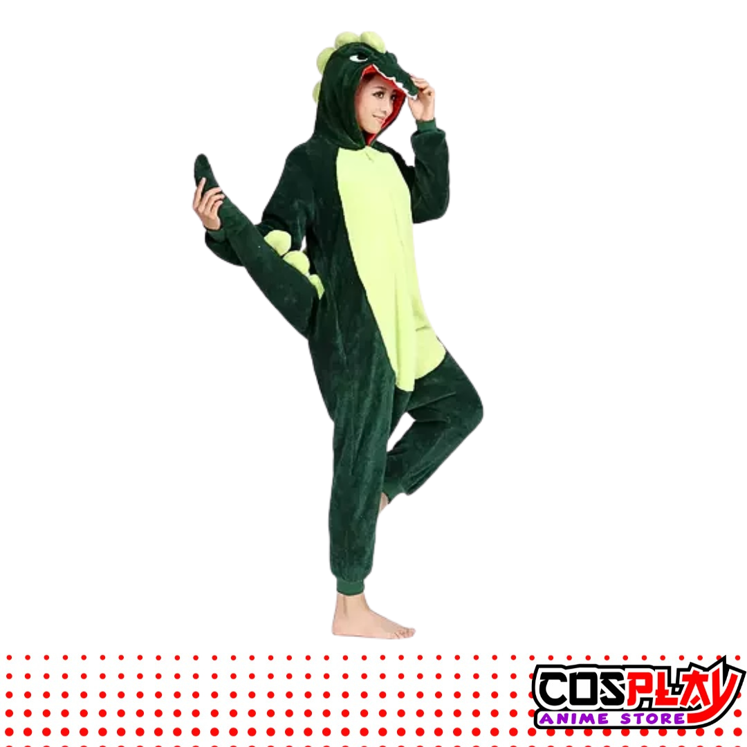Pijama Entero Kigurumi Polar De Dinosaurio Verde Adultos