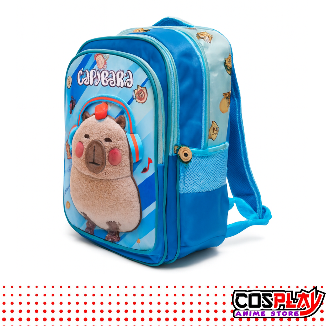 Mochila 3d Capybara Carpincho 3 Cierres Varios Colores