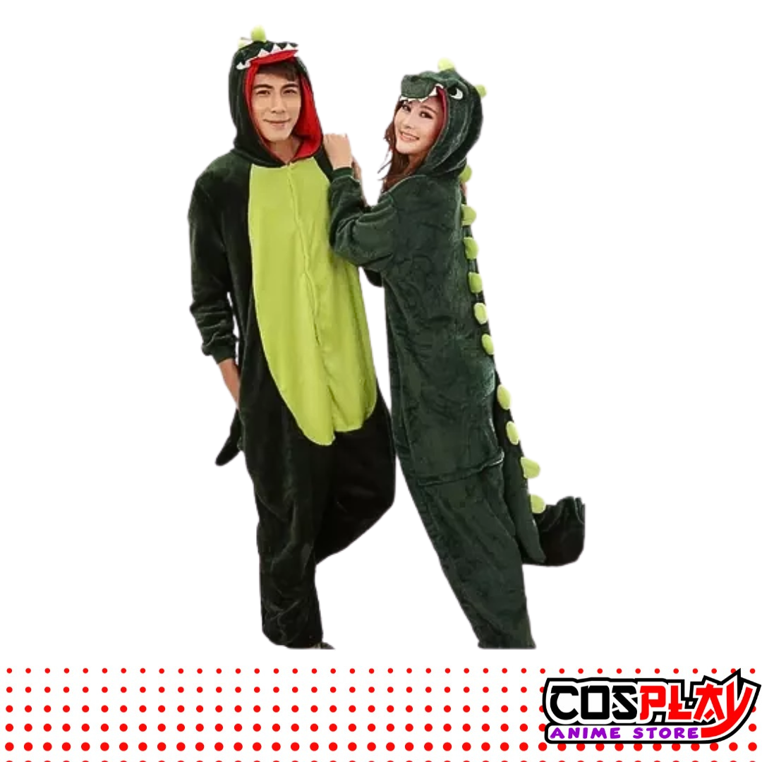Pijama Entero Kigurumi Polar De Dinosaurio Verde Adultos