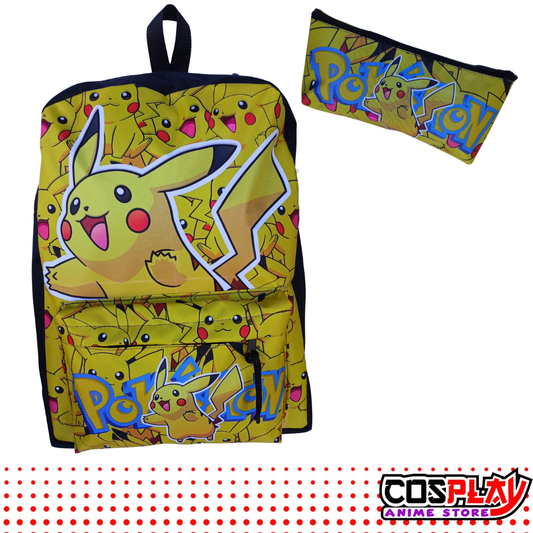 Kit Mochila Y Cartuchera Pikachu - Pokemon Lona Premium