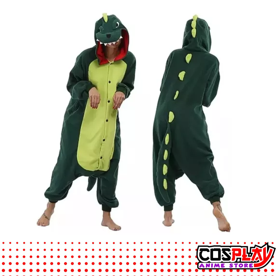 Pijama Entero Kigurumi Polar De Dinosaurio Verde Adultos