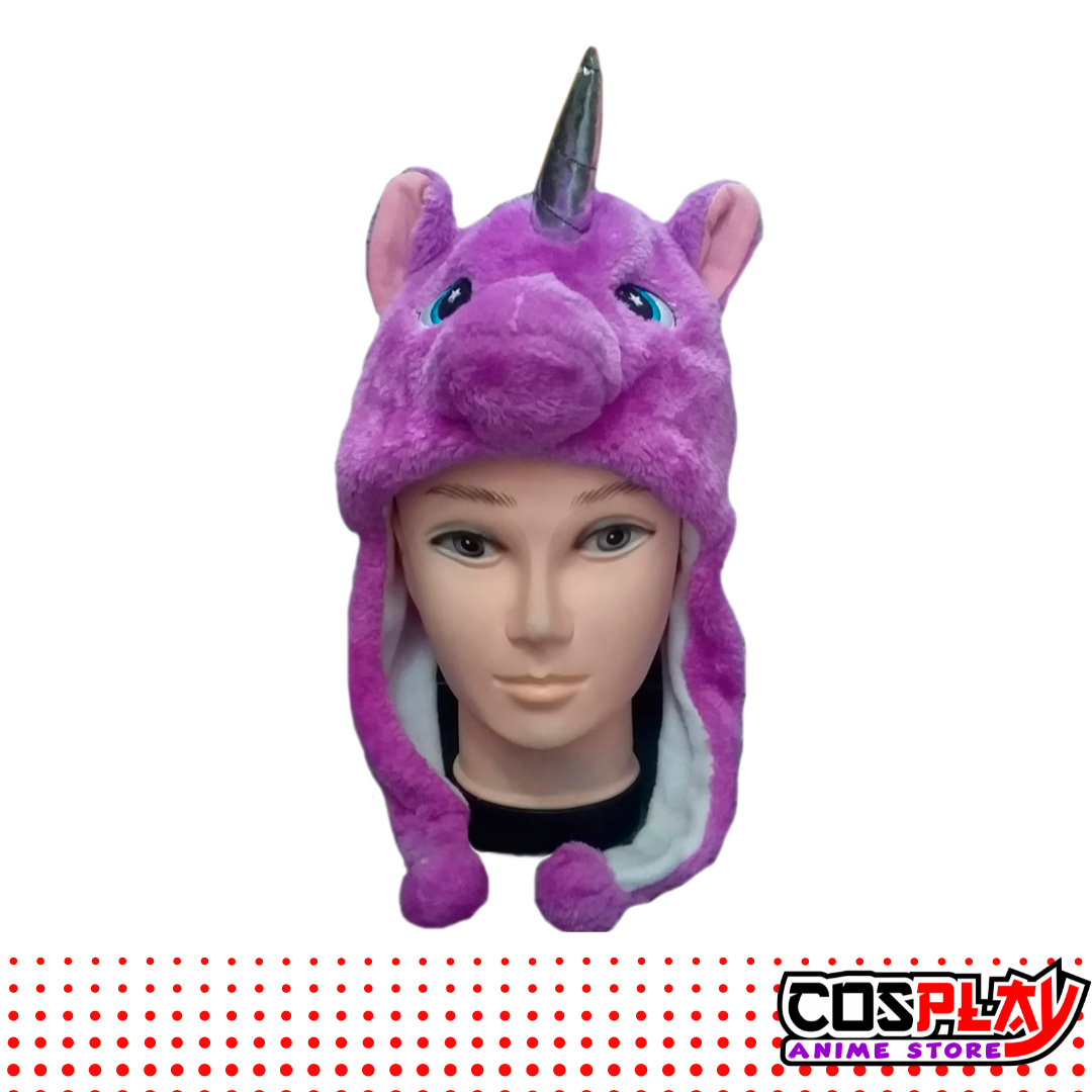 Gorro Animales Felpa / Unicornio Morado