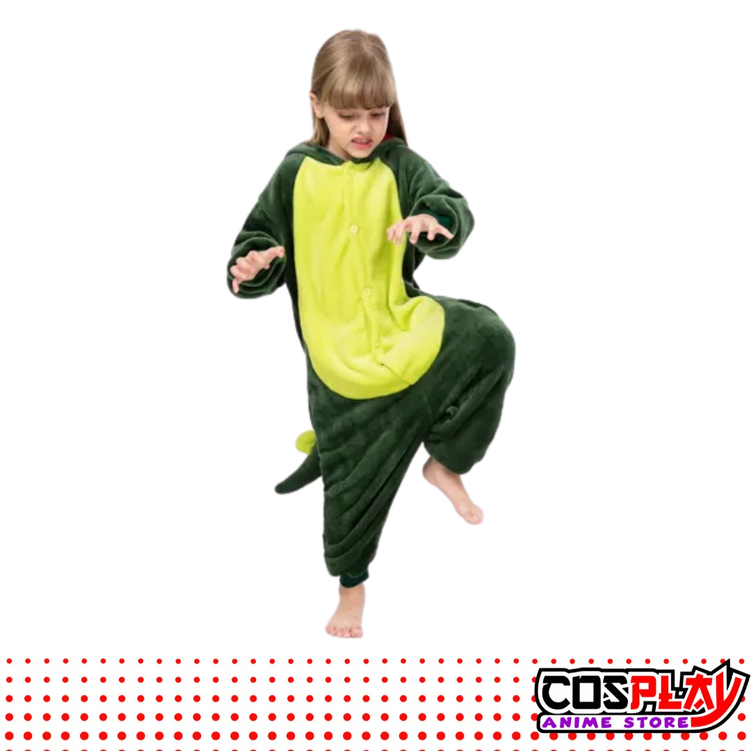 Pijama Entero Kigurumi Polar De Dinosaurio Verde Niños