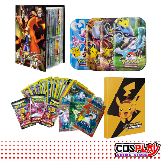 Pack Pokemón Álbum Chico + Caja Metalica 55 Cartas + 3 Mazos