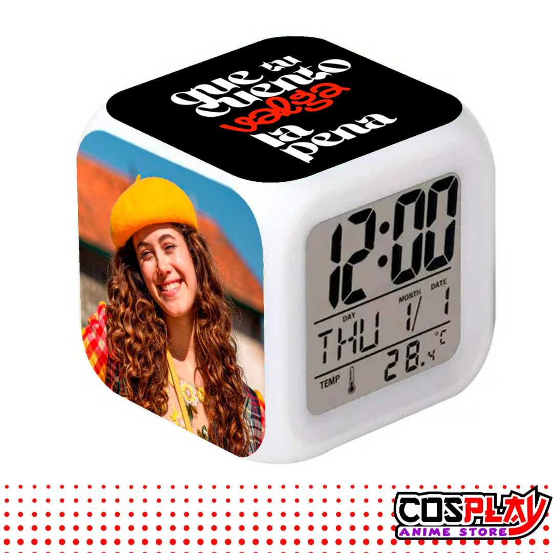 Reloj Despertador Cubo Margarita Fecha Y Temperatura Led