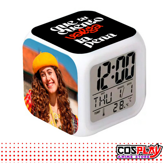 Reloj Despertador Cubo Margarita Fecha Y Temperatura Led