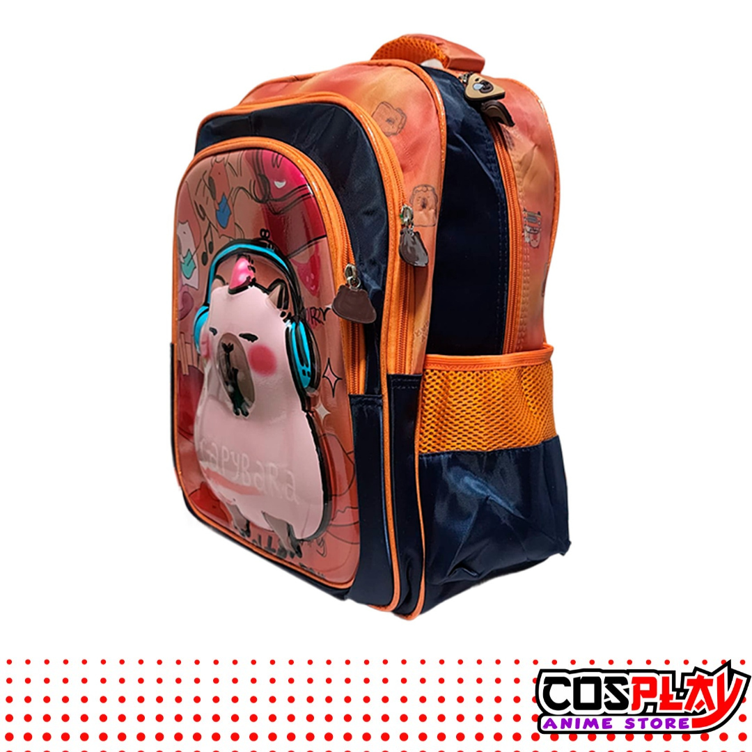 Mochila 3d Capybara Carpincho 3 Cierres Varios Colores