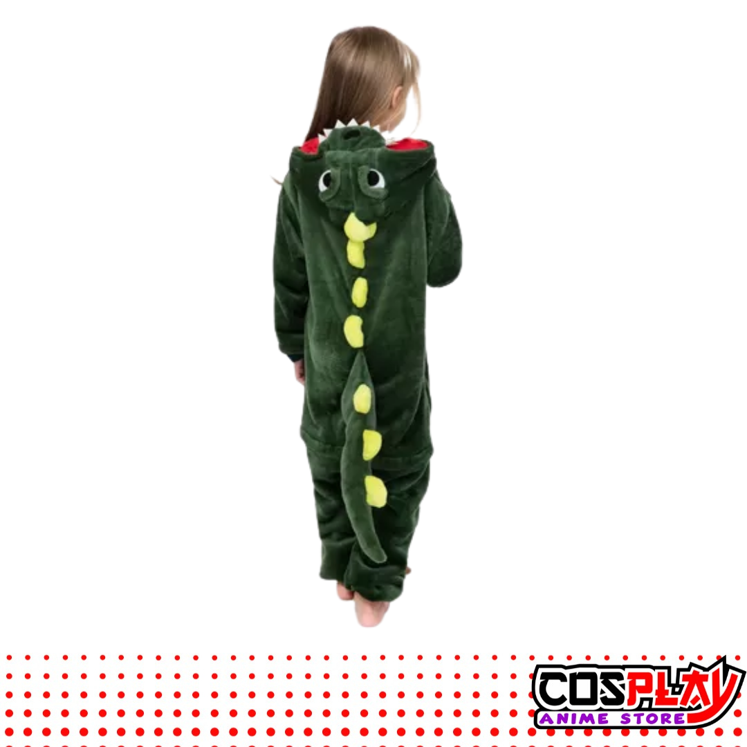 Pijama Entero Kigurumi Polar De Dinosaurio Verde Niños