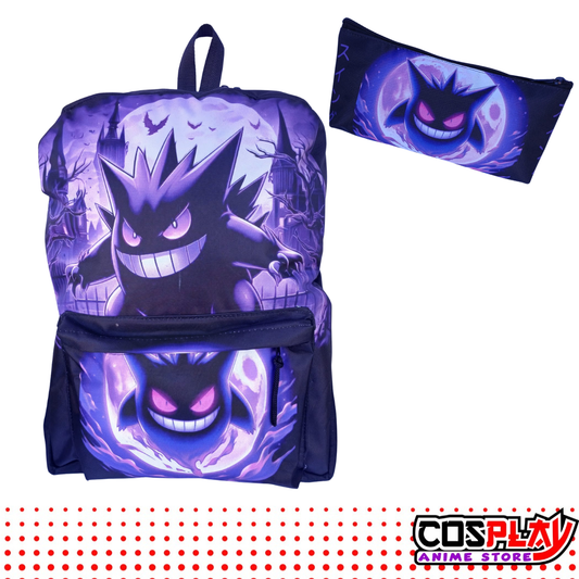 Kit Mochila Y Cartuchera Gengar - Pokemon Lona Premium