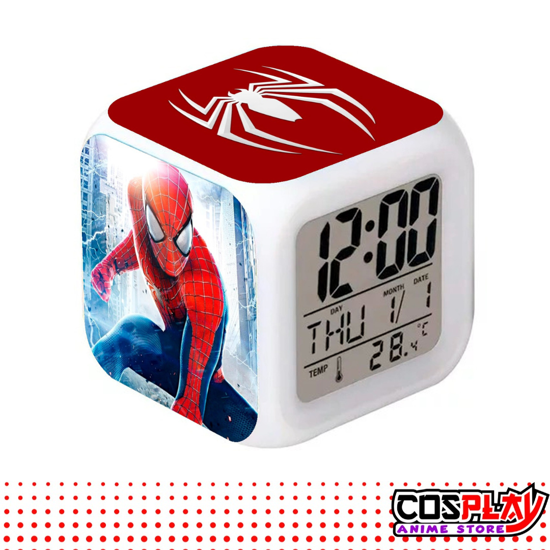 Reloj Despertador Cubo Spiderman Fecha Y Temperatura Led