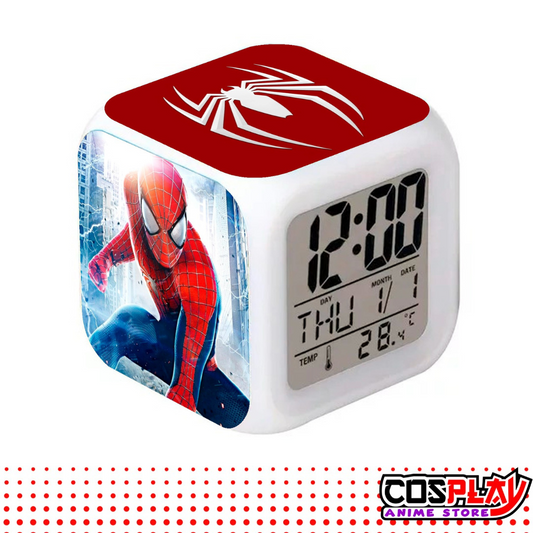 Reloj Despertador Cubo Spiderman Fecha Y Temperatura Led