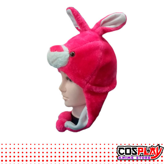 Gorro Animales Felpa / Conejo Rojo