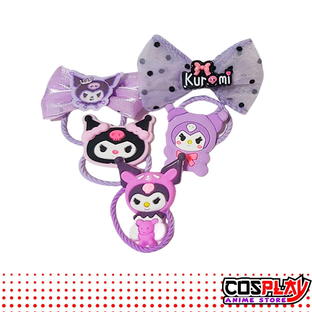 Kit Gorro Invernal De Lana Kuromi + 5 Colitas + 5 Stickers