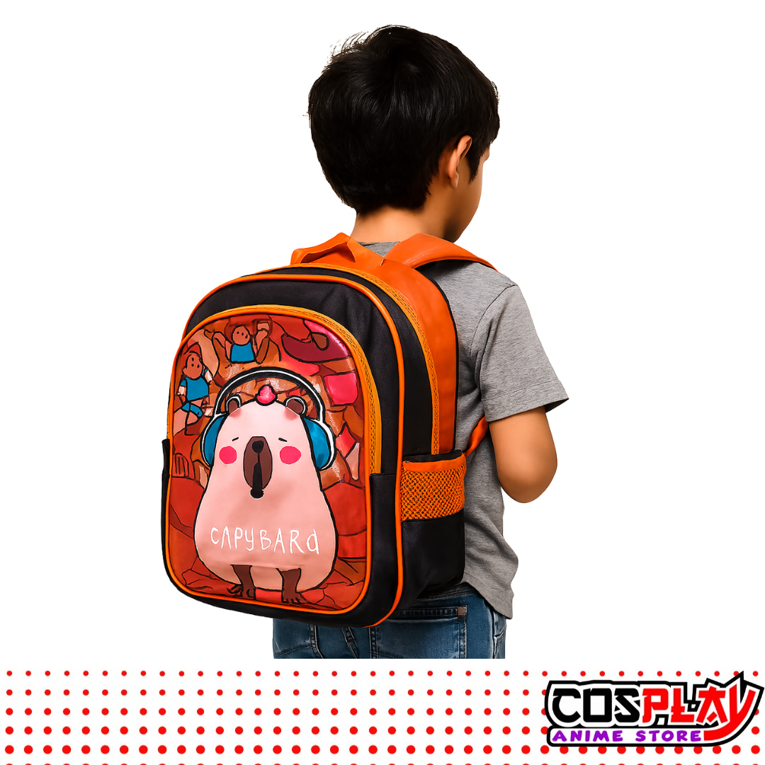 Mochila 3d Capybara Carpincho 3 Cierres Varios Colores