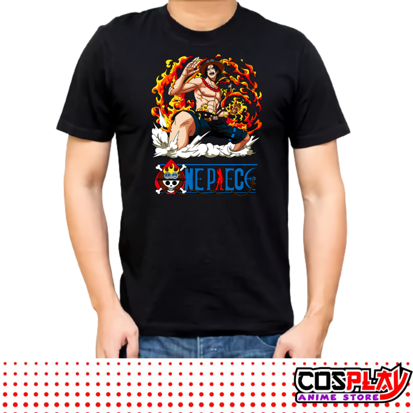 Remera Unisex 100% Algodón Portgas D Ace Fuego - One Piece