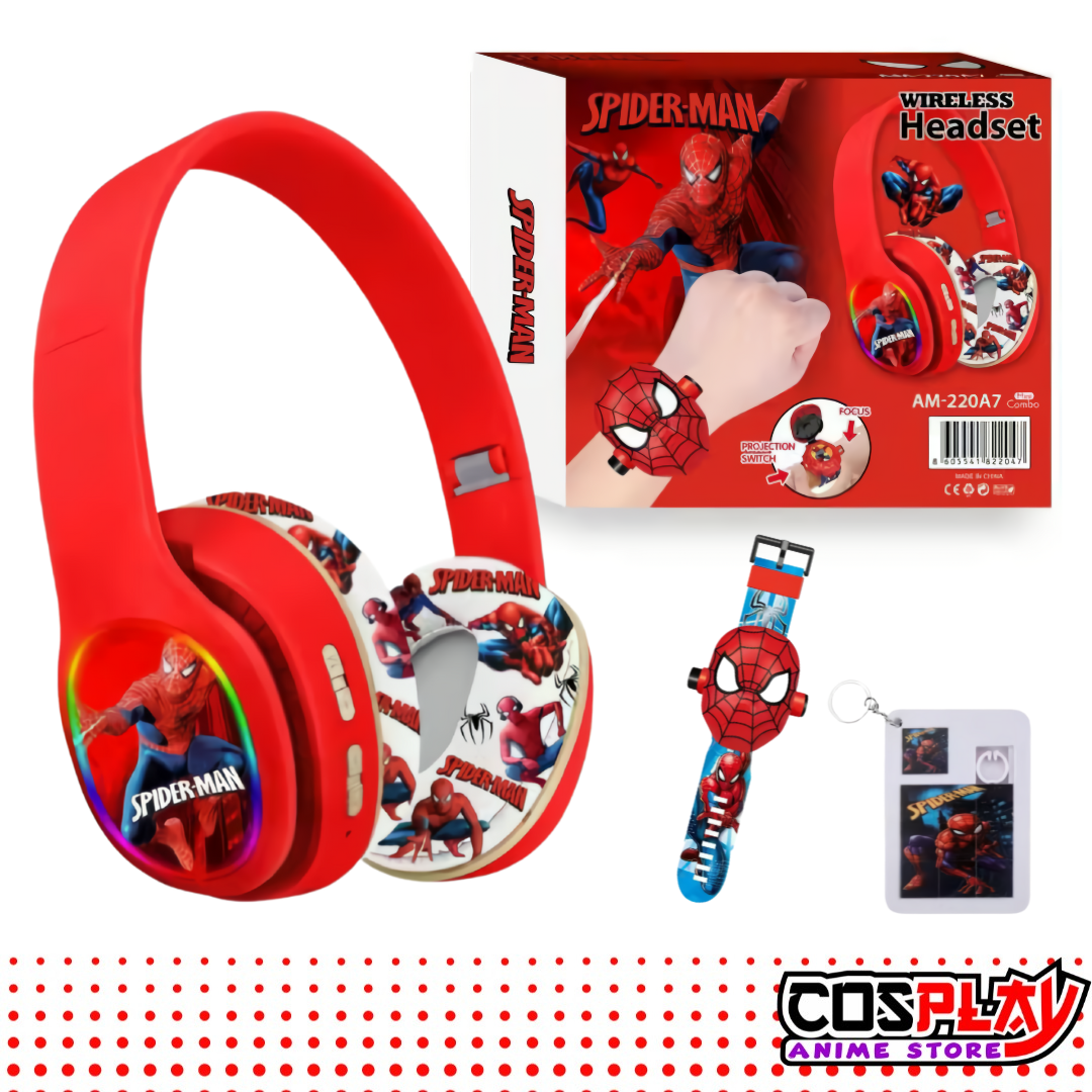 Combo Auricular + Reloj Proyector + Mini Puzzle Spiderman