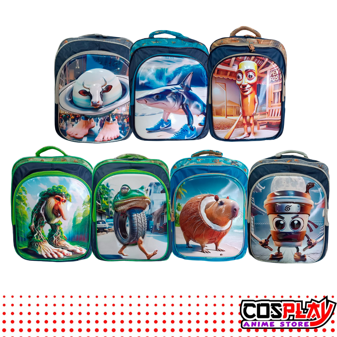 Mochila 3D Brainrot Italiano Tralalero Tung Tung Sahur 3 Cierres