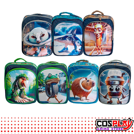 Mochila 3D Brainrot Italiano Tralalero Tung Tung Sahur 3 Cierres