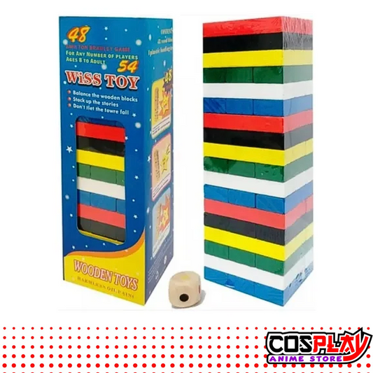 Torre De Maderas Jenga Juego De Mesa Colores 48 Piezas