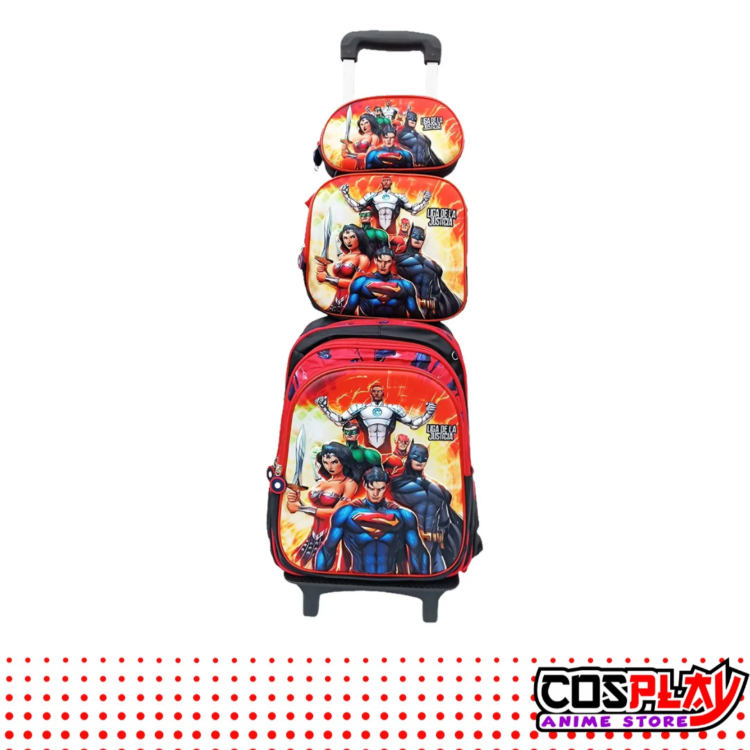 Kit 3d Liga De La Justicia - Mochila, Lunchera Y Cartuchera