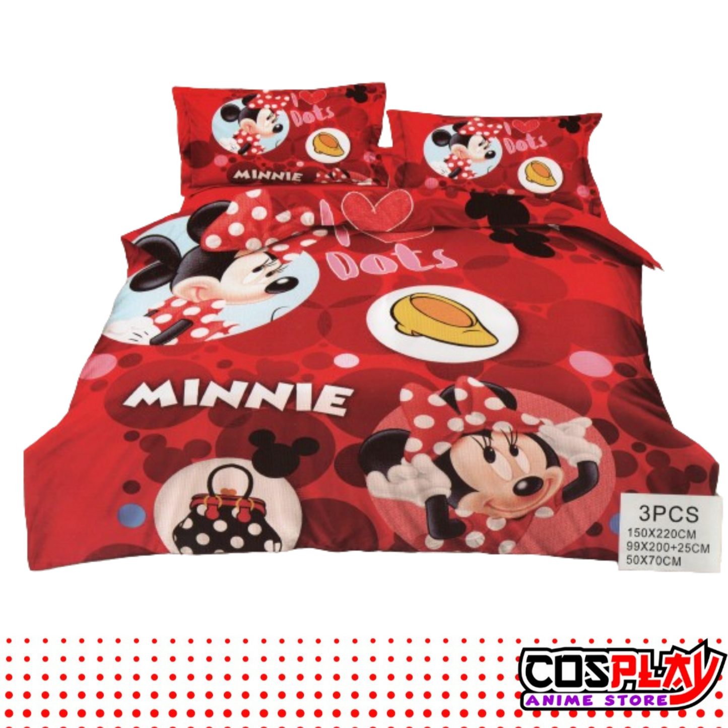 Sábana Infantil 3 Piezas - Minnie Mouse - I Love Dots