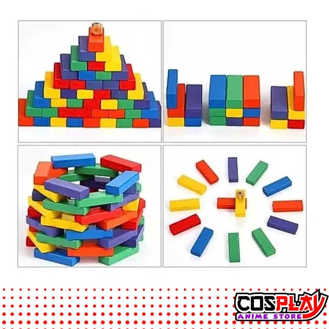 Torre De Maderas Jenga Juego De Mesa Colores 48 Piezas