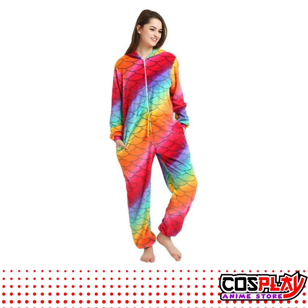 Pijama Entero Kigurumi Polar De Unicornio Escamas Adultos