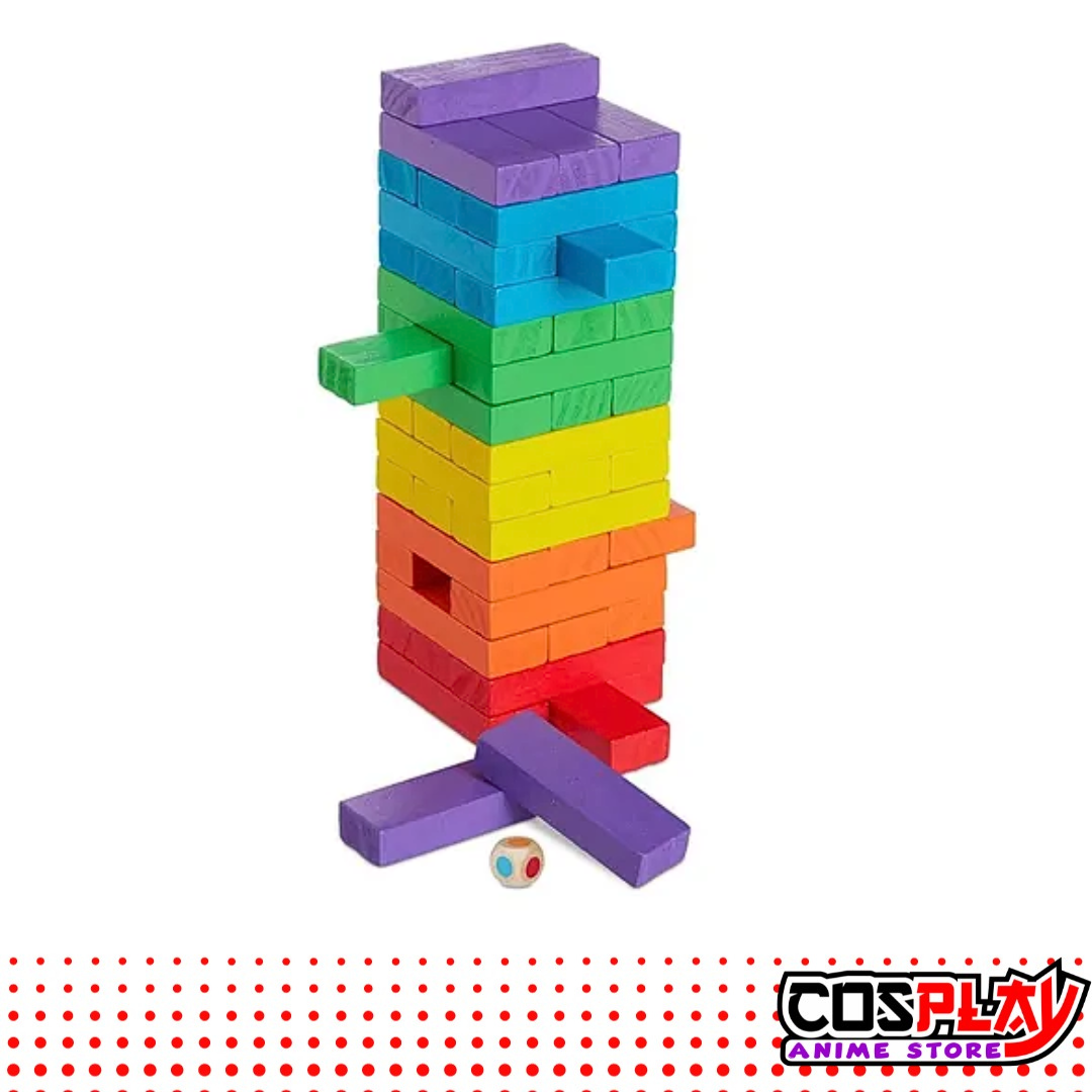 Torre De Maderas Jenga Juego De Mesa Colores 48 Piezas