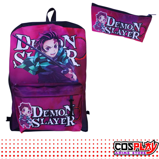 Kit Mochila Y Cartuchera Tanjiro - Demon Slayer Lona Premium