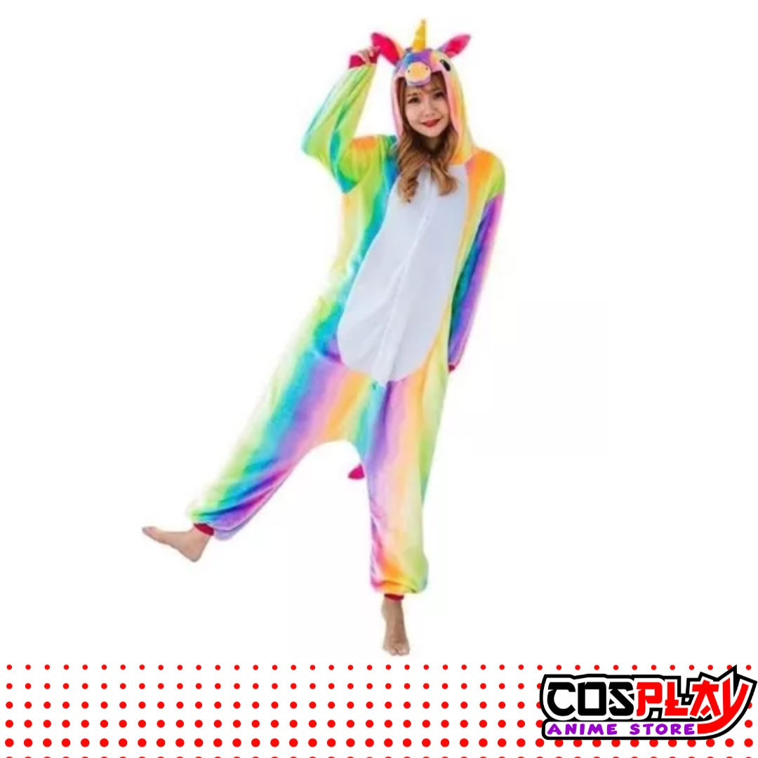 Pijama Entero Kigurumi Polar De Unicornio Arcoiris Adultos